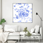 Blue Flowers - Floral Pattern Art by salome mikaberidze on GIANT ART - blue digital drawing