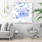 Blue Flowers - Floral Pattern Art by salome mikaberidze on GIANT ART - blue digital drawing
