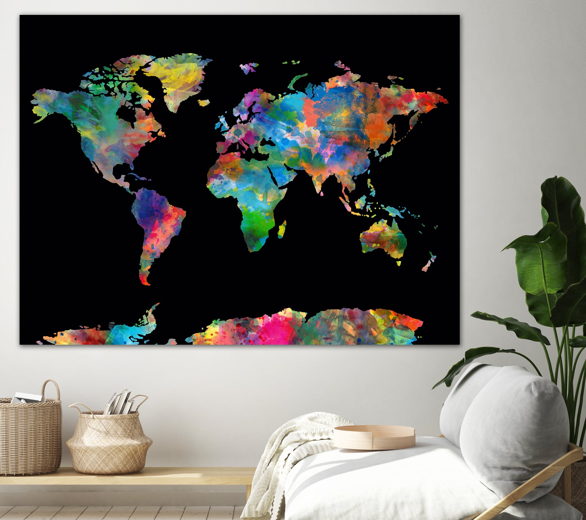 World map watercolor 5 by Bekim Mehovic on GIANT ART - black digital painting