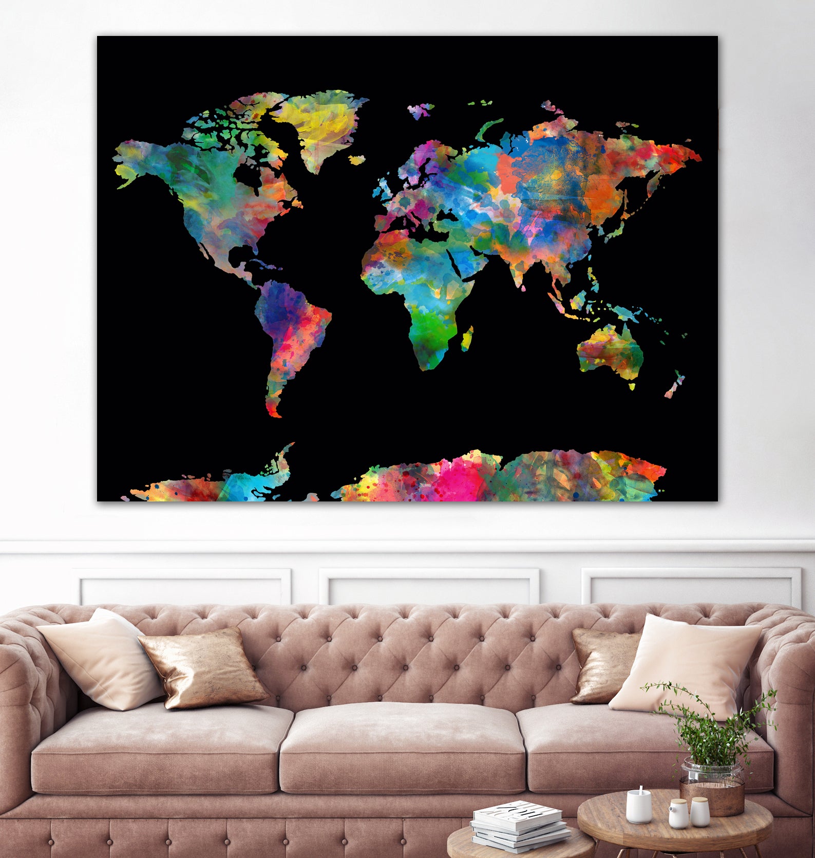 World map watercolor 5 by Bekim Mehovic on GIANT ART - black digital painting