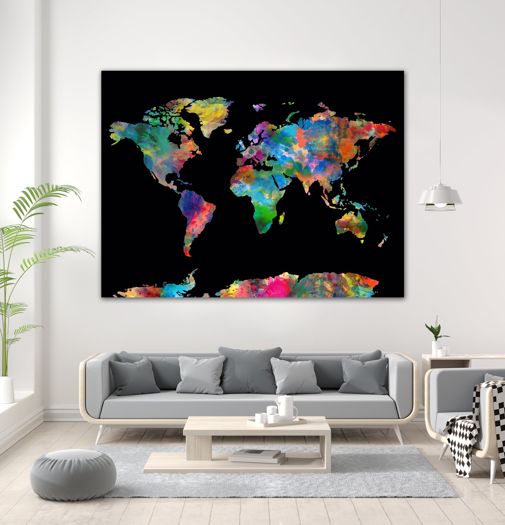 World map watercolor 5 by Bekim Mehovic on GIANT ART - black digital painting