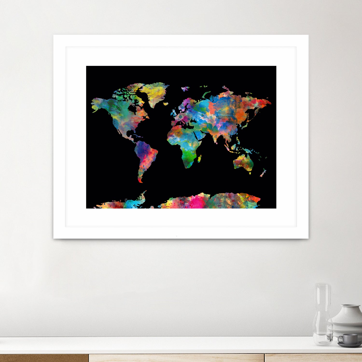 World map watercolor 5 by Bekim Mehovic on GIANT ART - black digital painting