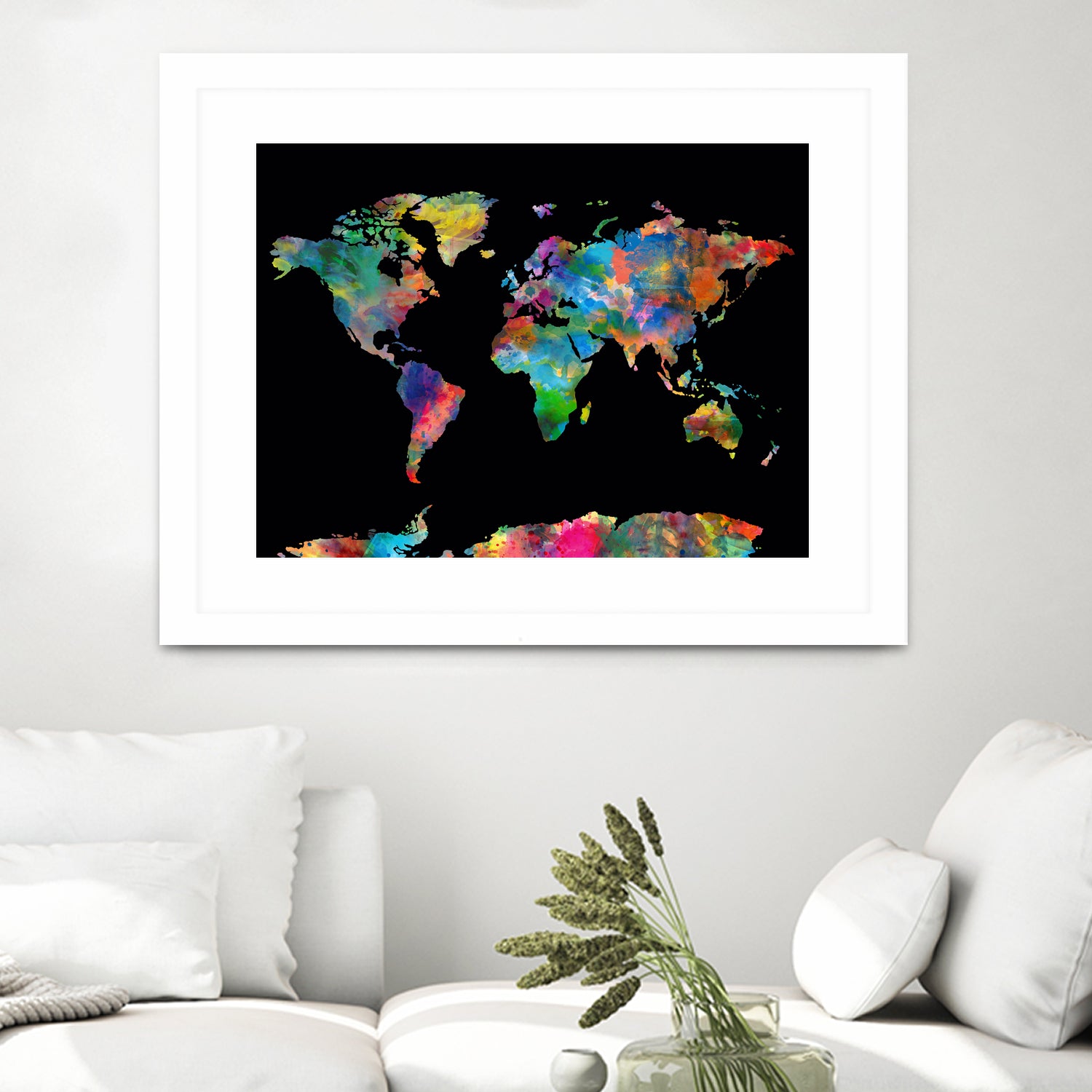 World map watercolor 5 by Bekim Mehovic on GIANT ART - black digital painting