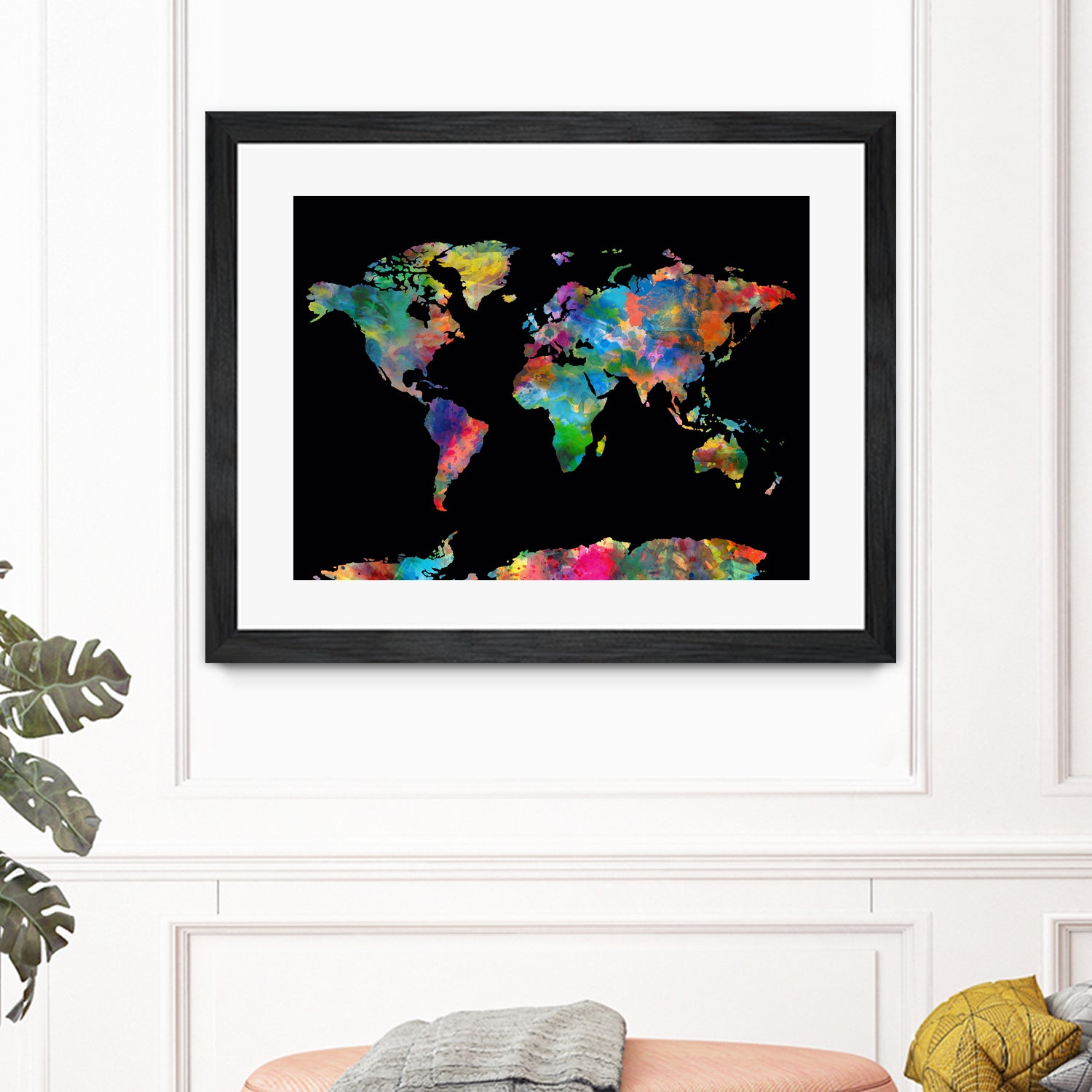 World map watercolor 5 by Bekim Mehovic on GIANT ART - black digital painting