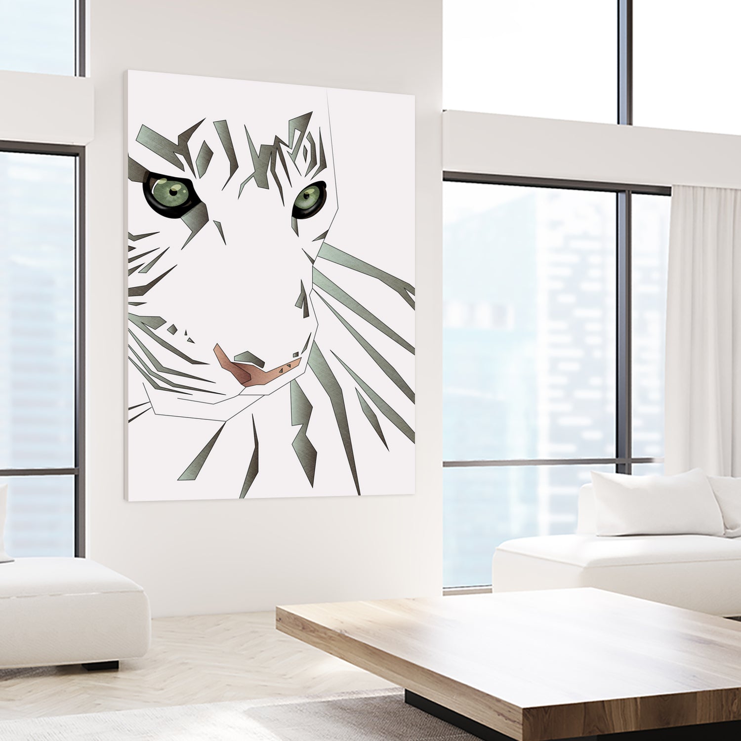 Tiger's Tranquility by Romina Lutz on GIANT ART - white digital painting