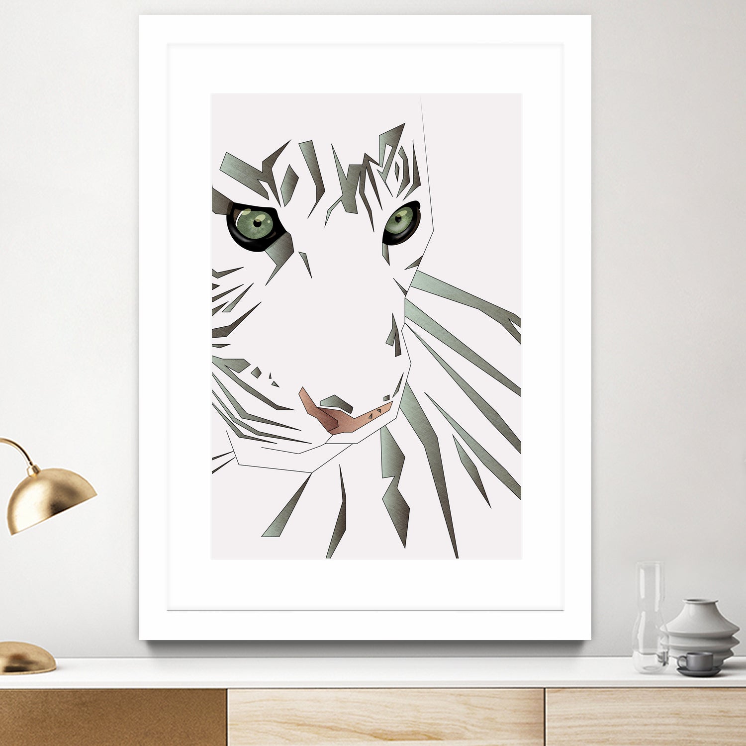 Tiger's Tranquility by Romina Lutz on GIANT ART - white digital painting