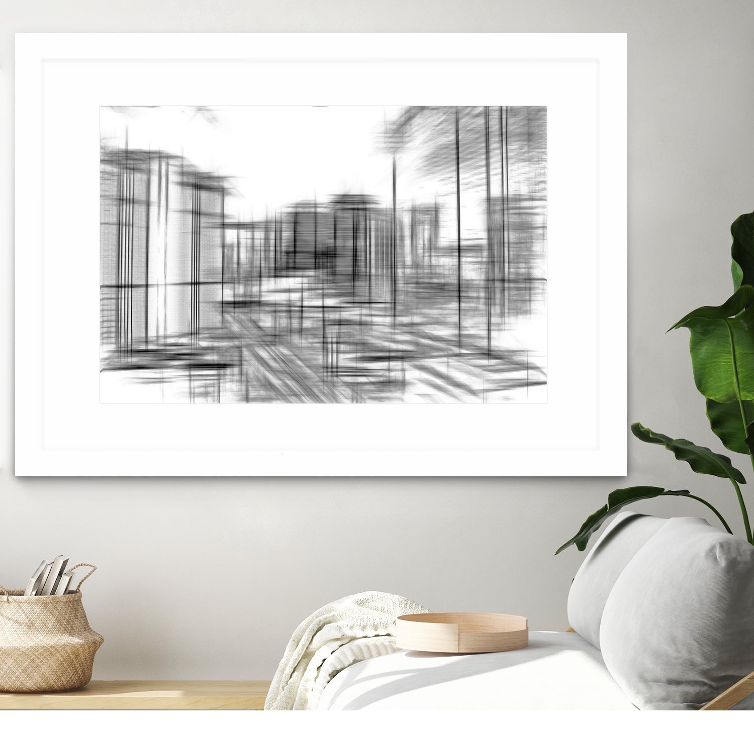 pencil drawing buildings in the city in black and white by sutee monchitnukul on GIANT ART - gray digital drawing