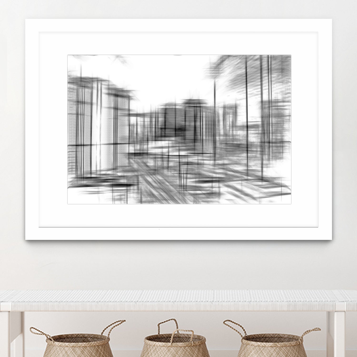 pencil drawing buildings in the city in black and white by sutee monchitnukul on GIANT ART - gray digital drawing