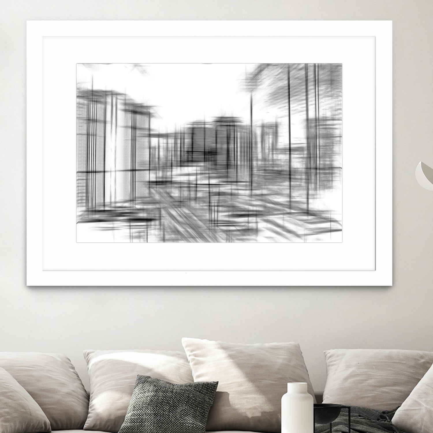 pencil drawing buildings in the city in black and white by sutee monchitnukul on GIANT ART - gray digital drawing