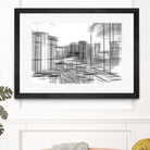 pencil drawing buildings in the city in black and white by sutee monchitnukul on GIANT ART - gray digital drawing