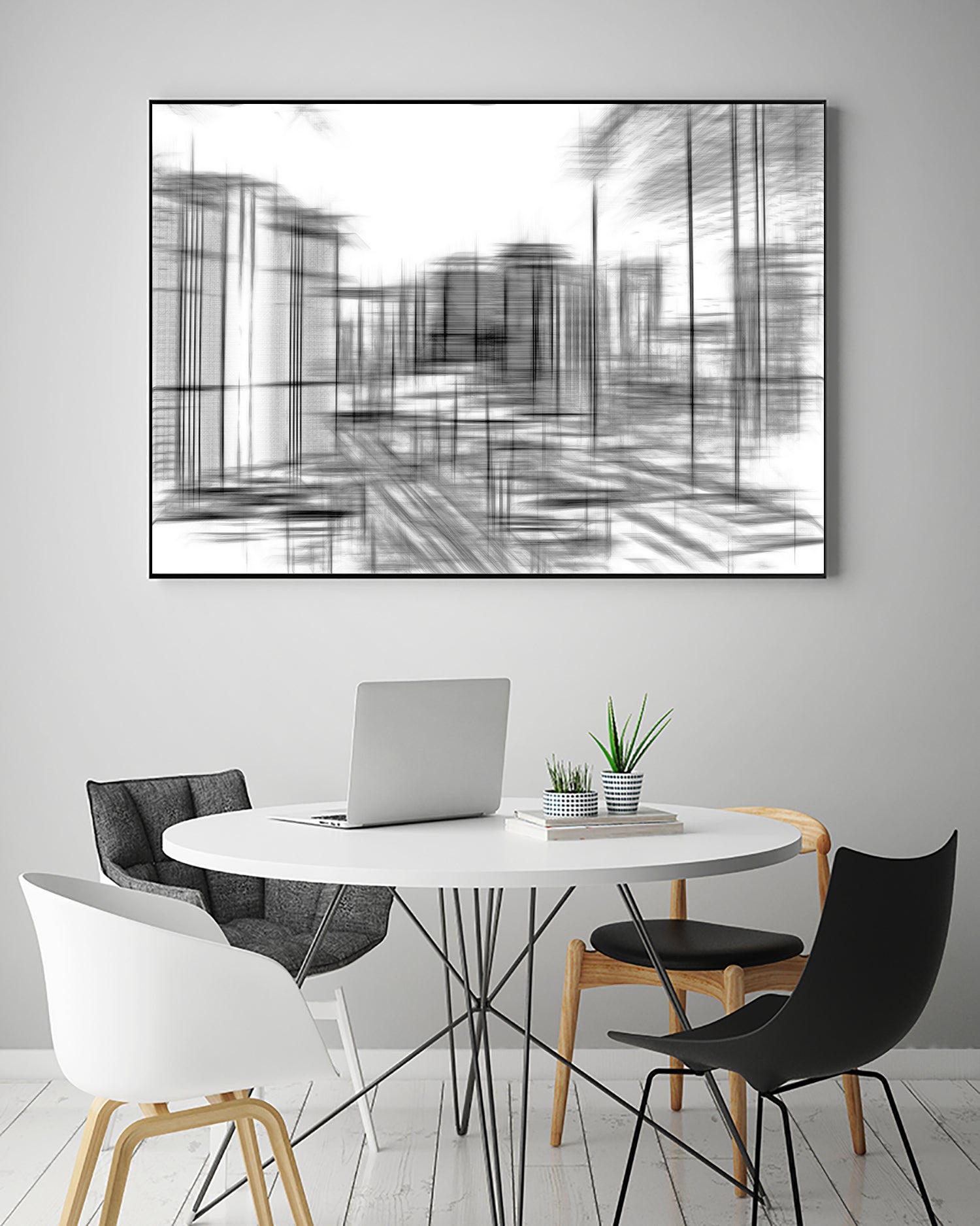 pencil drawing buildings in the city in black and white by sutee monchitnukul on GIANT ART - gray digital drawing