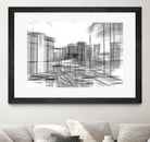 pencil drawing buildings in the city in black and white by sutee monchitnukul on GIANT ART - gray digital drawing