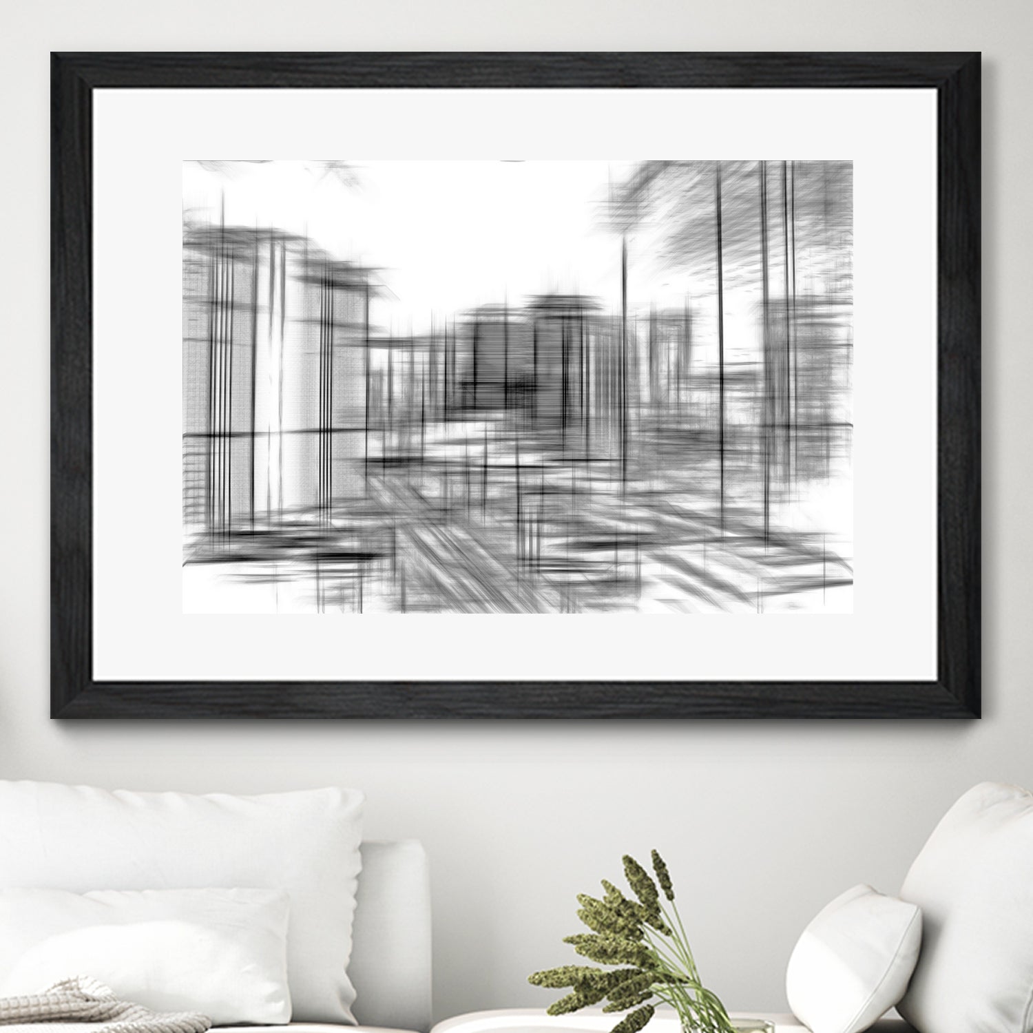 pencil drawing buildings in the city in black and white by sutee monchitnukul on GIANT ART - gray digital drawing