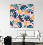 Pineapple and Leaf Pattern by burcu korkmazyurek on GIANT ART - pink digital painting