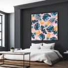 Pineapple and Leaf Pattern by burcu korkmazyurek on GIANT ART - pink digital painting