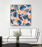 Pineapple and Leaf Pattern by burcu korkmazyurek on GIANT ART - pink digital painting