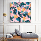 Pineapple and Leaf Pattern by burcu korkmazyurek on GIANT ART - pink digital painting