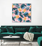 Pineapple and Leaf Pattern by burcu korkmazyurek on GIANT ART - pink digital painting