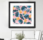 Pineapple and Leaf Pattern by burcu korkmazyurek on GIANT ART - pink digital painting