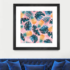 Pineapple and Leaf Pattern by burcu korkmazyurek on GIANT ART - pink digital painting