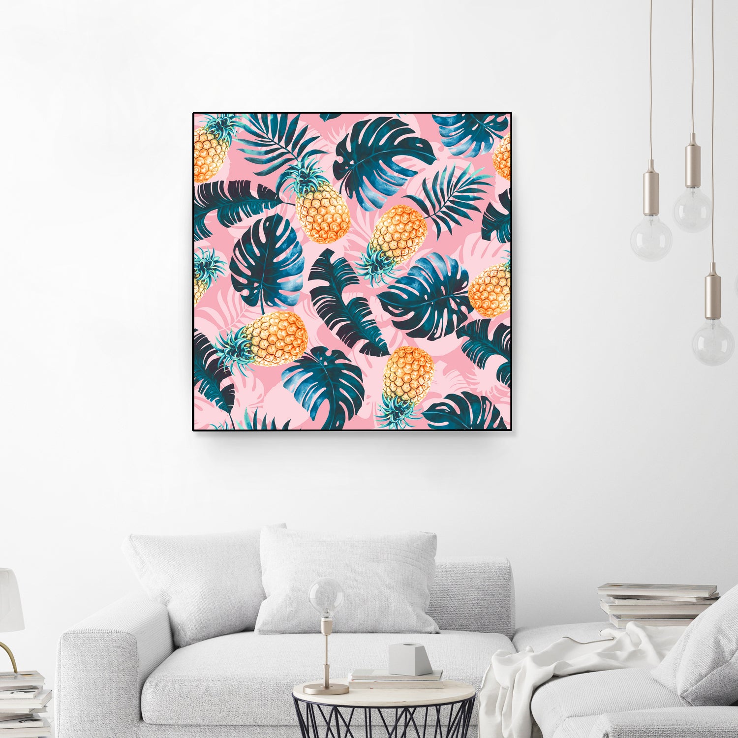 Pineapple and Leaf Pattern by burcu korkmazyurek on GIANT ART - pink digital painting