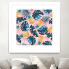 Pineapple and Leaf Pattern by burcu korkmazyurek on GIANT ART - pink digital painting