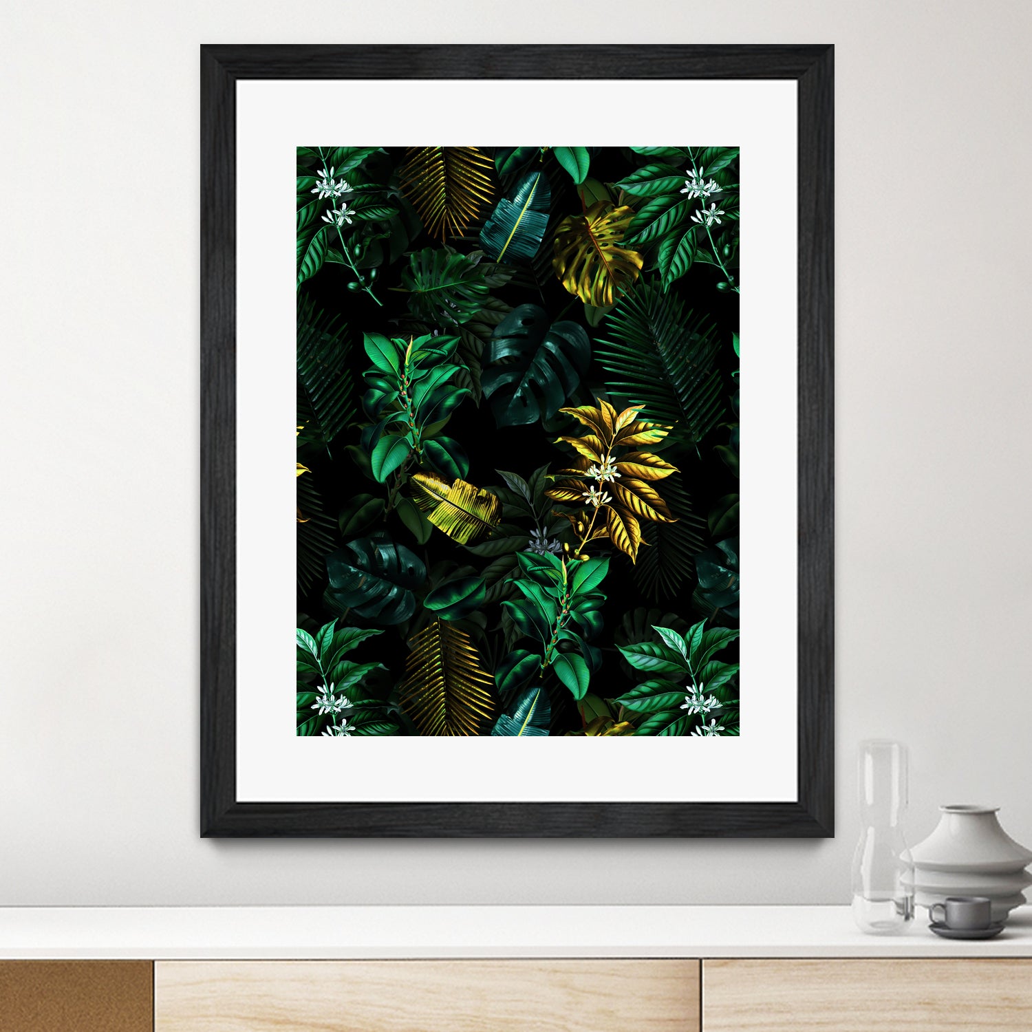 TROPICAL GARDEN VIII by burcu korkmazyurek on GIANT ART - black digital painting