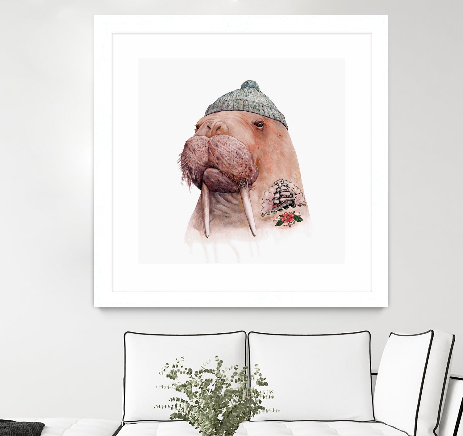 Tattooed Walrus by Tim McConnachie on GIANT ART - gray mixed media