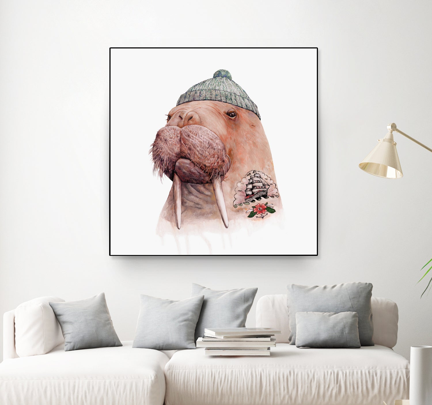 Tattooed Walrus by Tim McConnachie on GIANT ART - gray mixed media