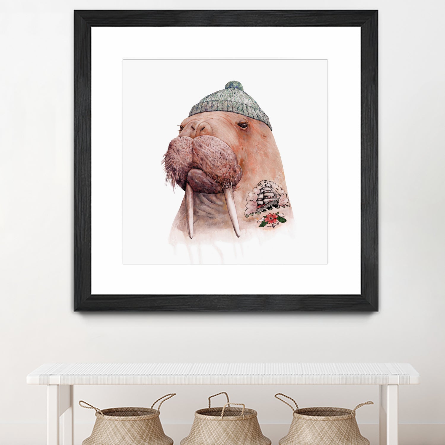 Tattooed Walrus by Tim McConnachie on GIANT ART - gray mixed media