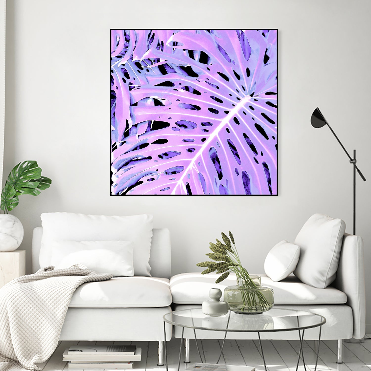 Lilac Monstera by Nina May on GIANT ART - fuchsia digital painting