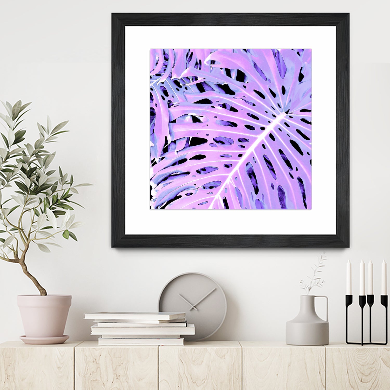 Lilac Monstera by Nina May on GIANT ART - fuchsia digital painting