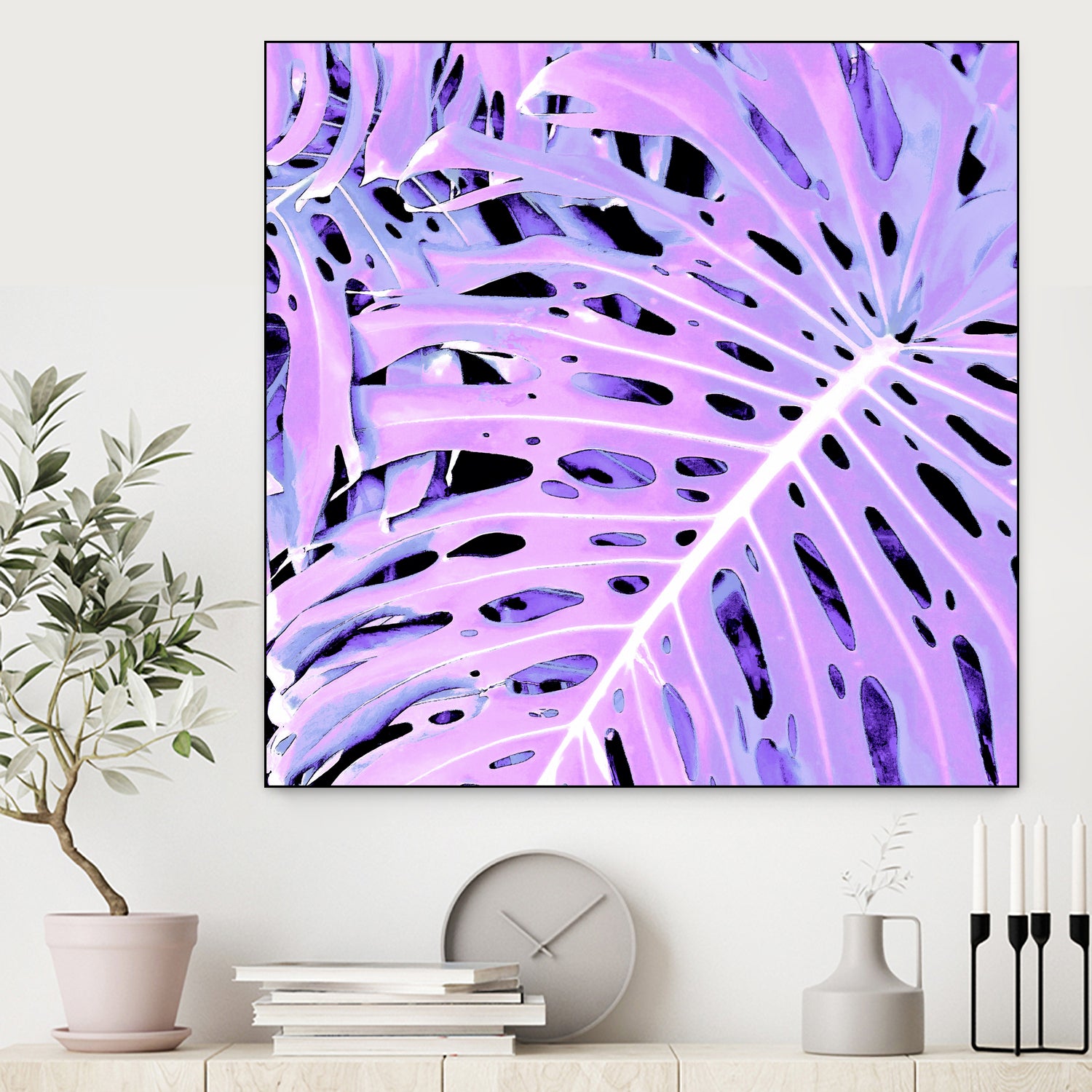 Lilac Monstera by Nina May on GIANT ART - fuchsia digital painting