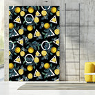 Geometric and Lemon pattern II by burcu korkmazyurek on GIANT ART - black digital painting