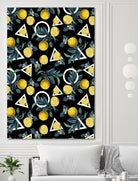 Geometric and Lemon pattern II by burcu korkmazyurek on GIANT ART - black digital painting