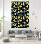 Geometric and Lemon pattern II by burcu korkmazyurek on GIANT ART - black digital painting