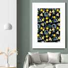 Geometric and Lemon pattern II by burcu korkmazyurek on GIANT ART - black digital painting