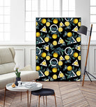 Geometric and Lemon pattern II by burcu korkmazyurek on GIANT ART - black digital painting