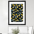 Geometric and Lemon pattern II by burcu korkmazyurek on GIANT ART - black digital painting