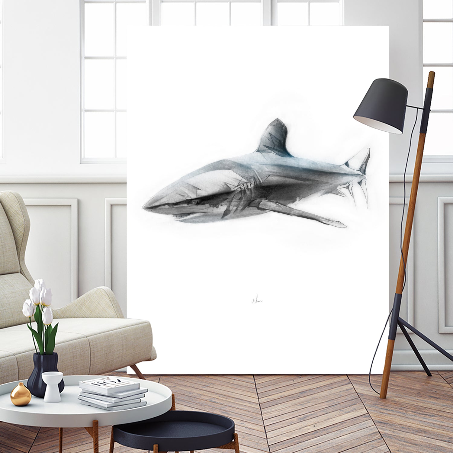 Shark I by Marcou Alexis on GIANT ART - gray digital drawing