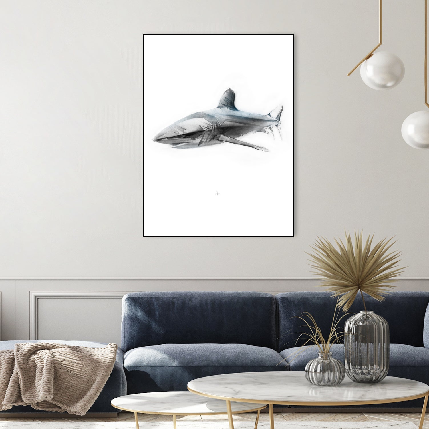 Shark I by Marcou Alexis on GIANT ART - gray digital drawing