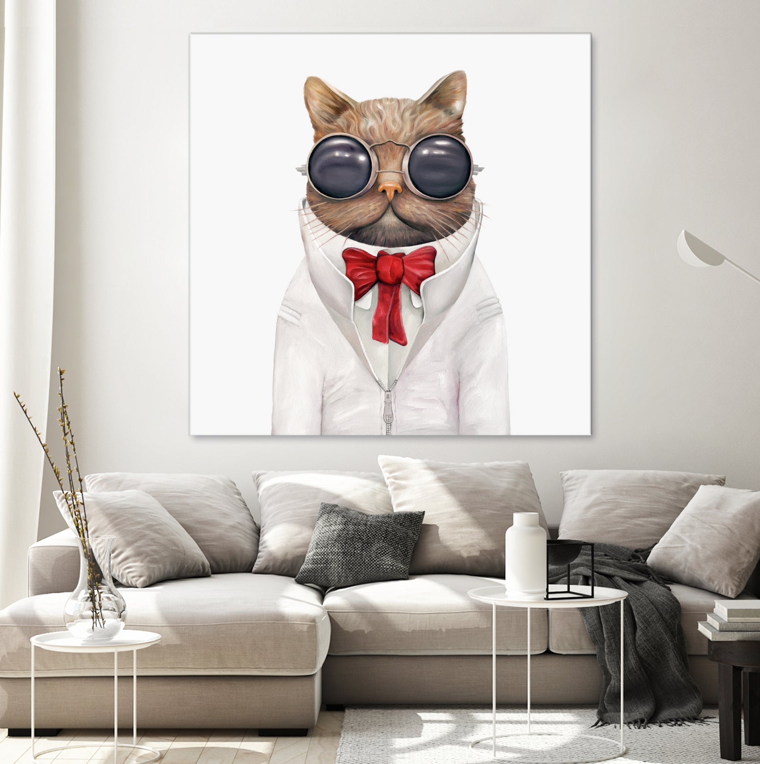 Astro Cat by Tim McConnachie on GIANT ART - red mixed media