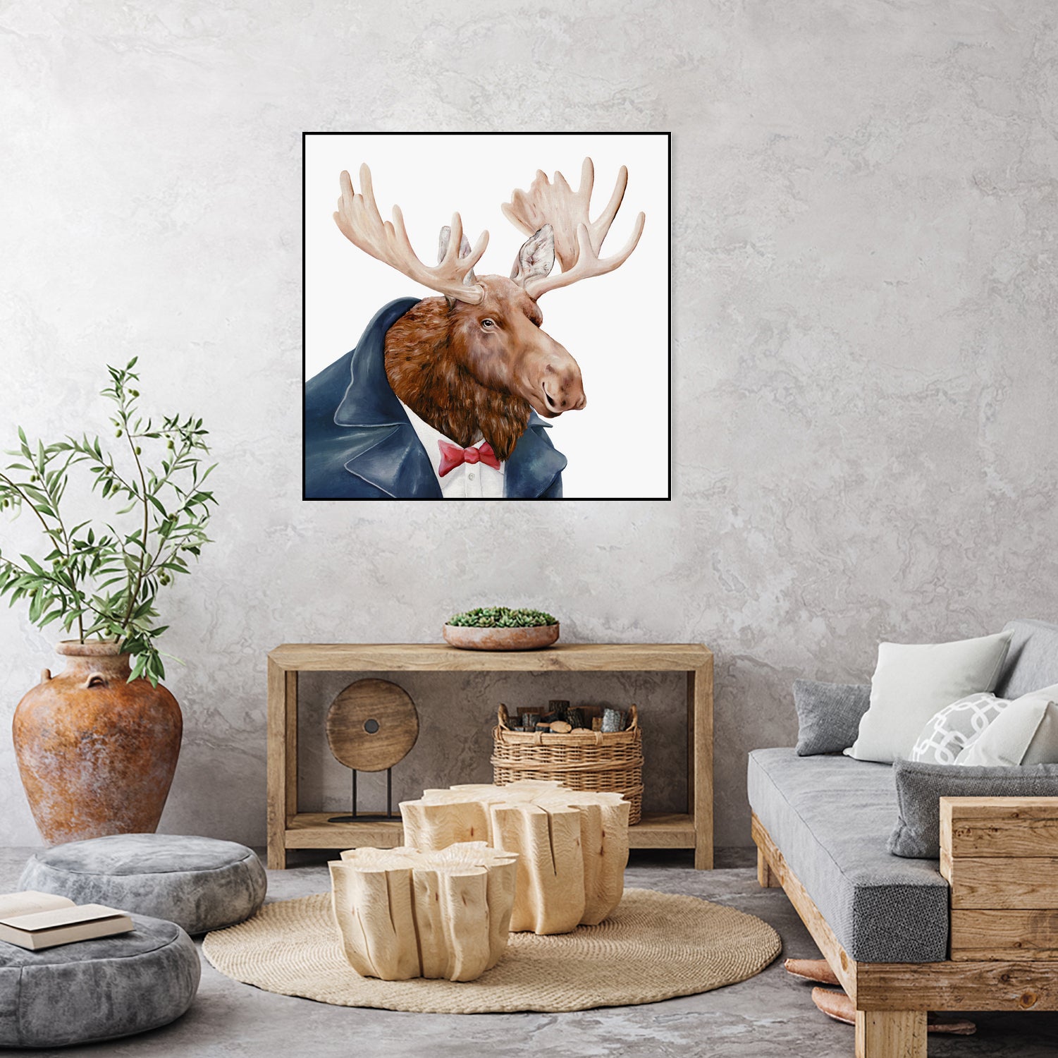 Moose by Tim McConnachie on GIANT ART - blue mixed media