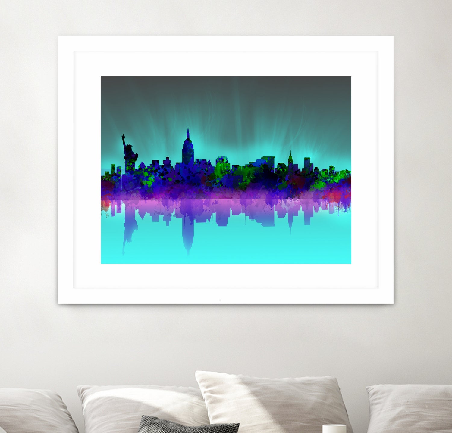 new york city skyline green by Bekim Mehovic on GIANT ART - green digital drawing