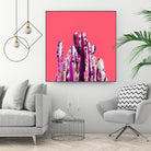 Majestic Cactus on Coral by Dominique Van Roey on GIANT ART - pink photo manipulation