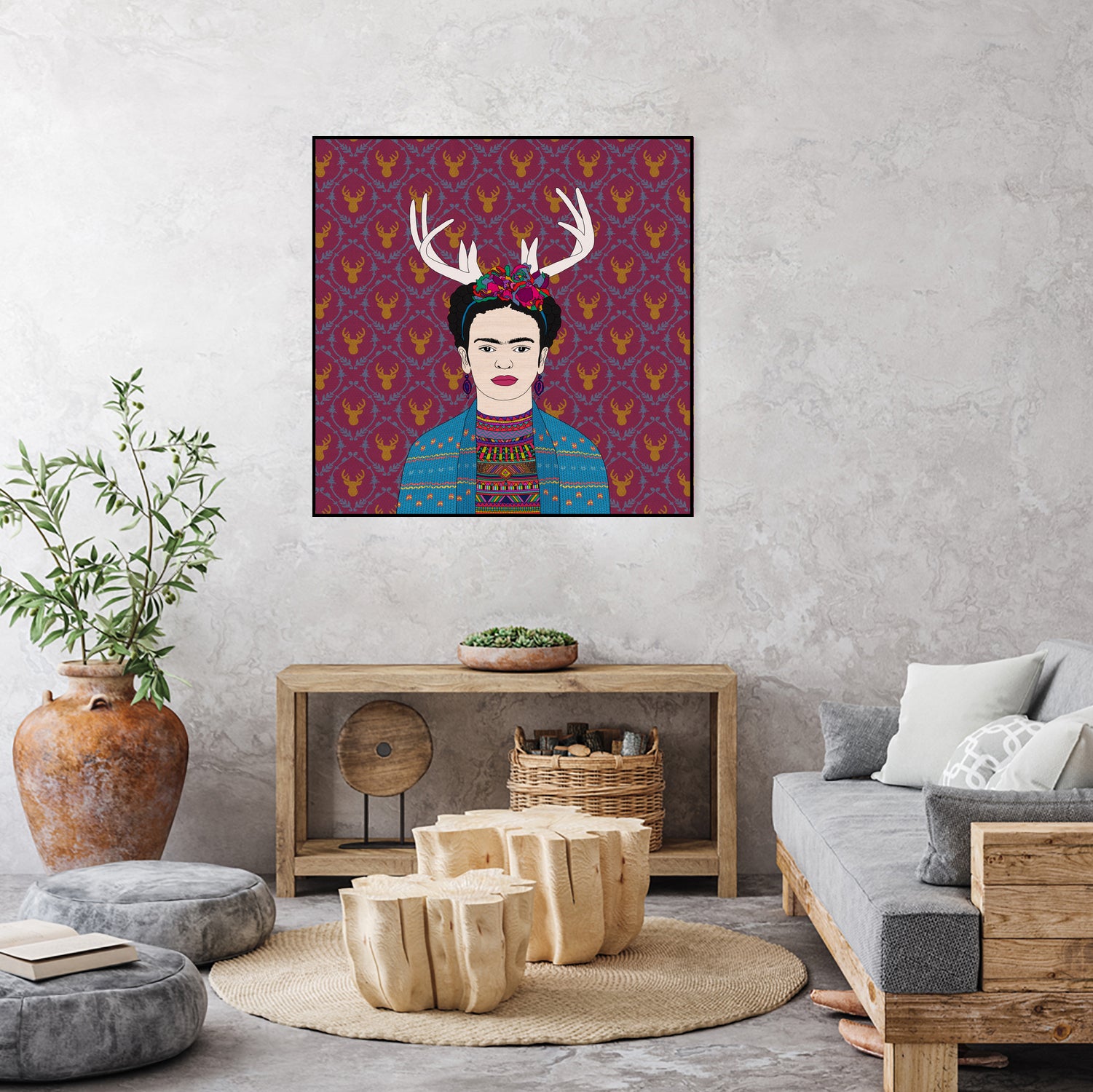 DEER FRIDA by Bianca Green on GIANT ART - blue character design