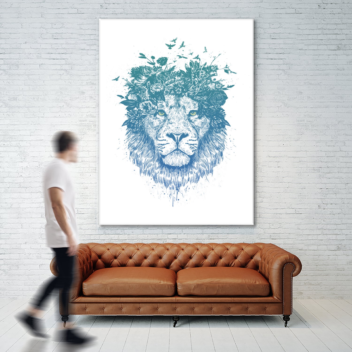 Floral lion by Solti Balázs on GIANT ART - white digital drawing