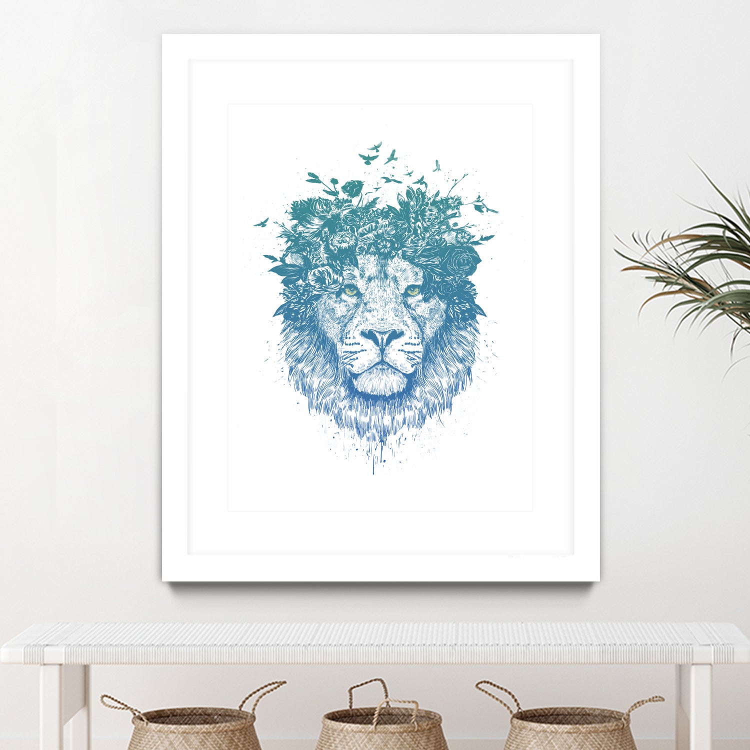 Floral lion by Solti Balázs on GIANT ART - white digital drawing