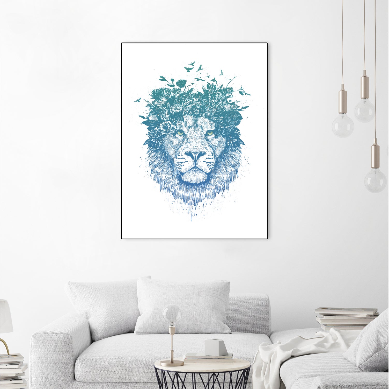 Floral lion by Solti Balázs on GIANT ART - white digital drawing