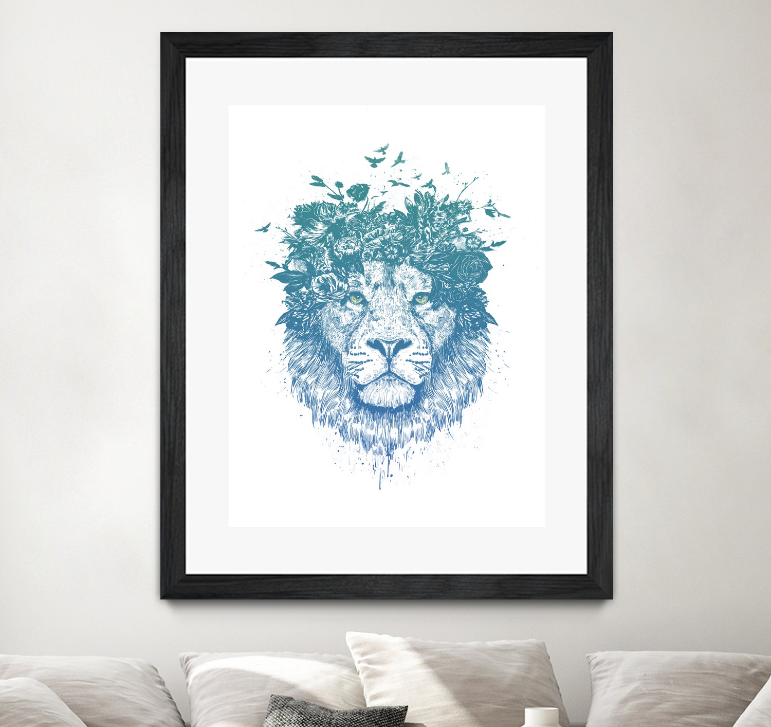 Floral lion by Solti Balázs on GIANT ART - white digital drawing